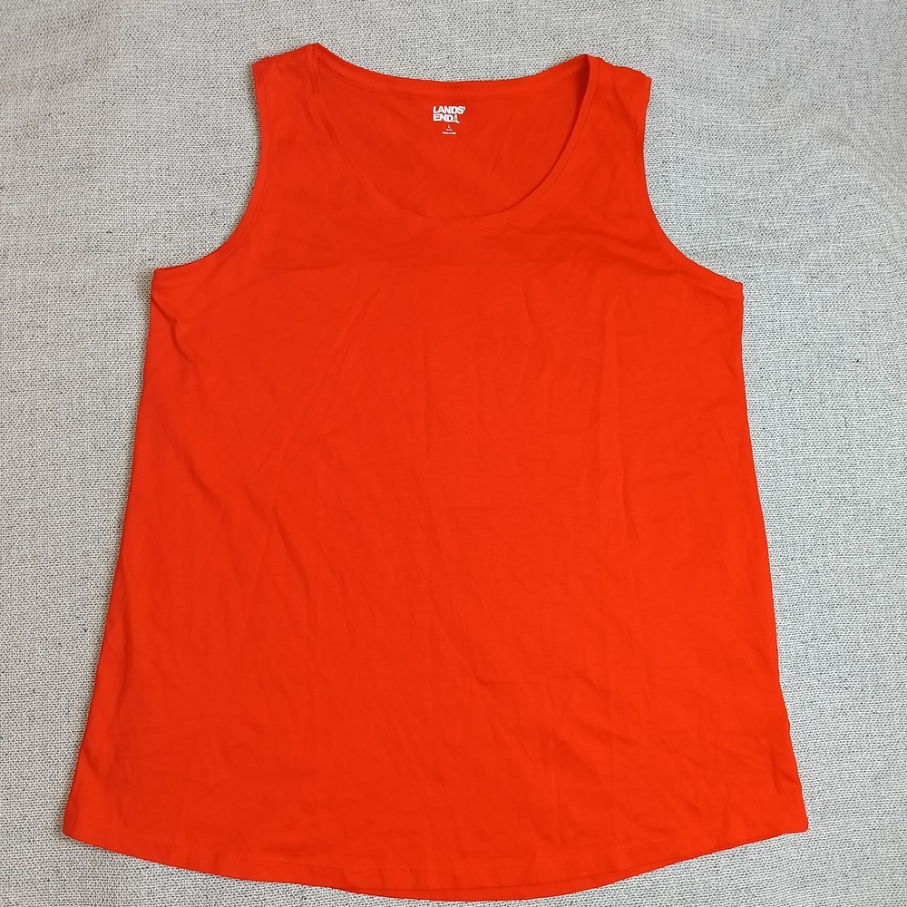 Lands End Tank Top Womens L 14-16 Red Excellent Sleeveless Scoop Neck Cotton